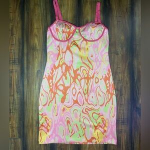 Zara Pink and Orange Abstract Dress